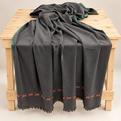 Herati - Handmade Wool Shawl, Dark Brown