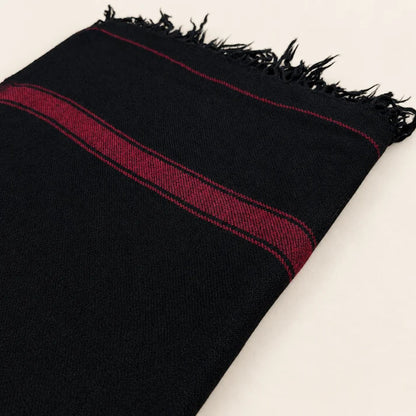 IBEX Swati Black Beauty — Handmade Pure Wool Shawl with Maroon Border