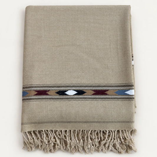 IBEX Sadabahar Swati Kaadi Shawl , Pure and Original Woolen, Sand Beig Color