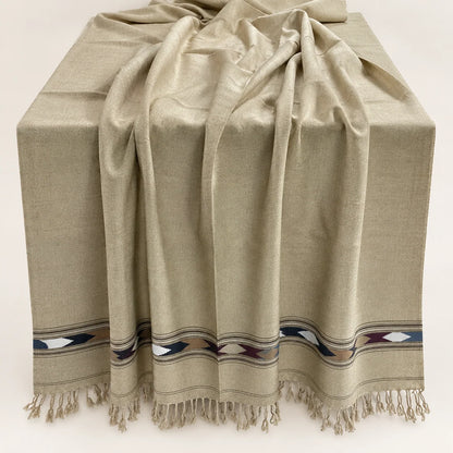 IBEX Sadabahar Swati Kaadi Shawl , Pure and Original Woolen, Sand Beig Color