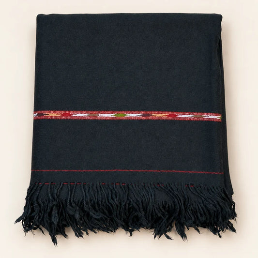 Orignal 64 Austrialn Pure Woolen Swati Shawl Black Color