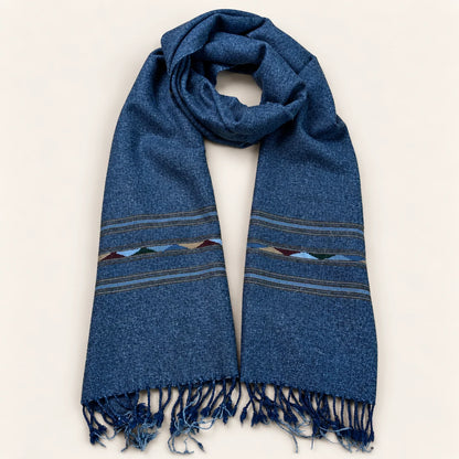 Handmade Soft , Wool Mufflers- Blue