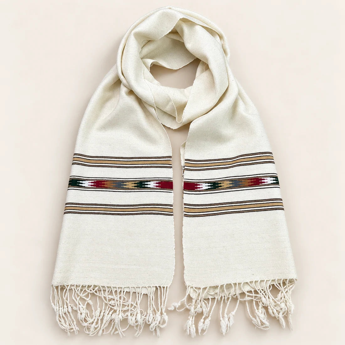 Angoora Wool Handmade Soft Mufflers- Off-white