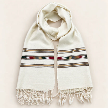 Angoora Wool Handmade Soft Mufflers- Off-white