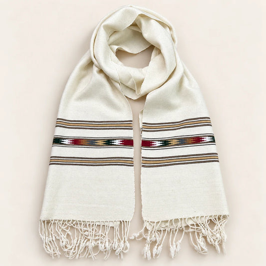 Angoora Wool Handmade Soft Mufflers- Off-white