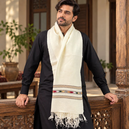 Angoora Wool Handmade Soft Mufflers- Off-white