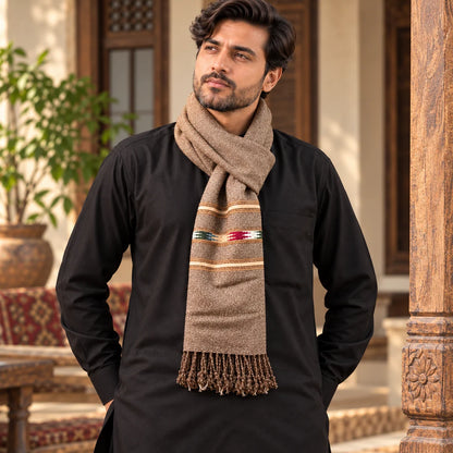 Handmade Soft , Wool Mufflers- Brown