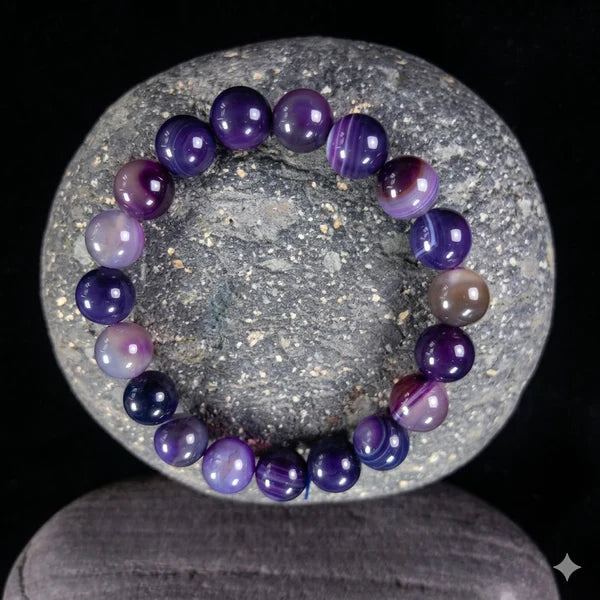 Amethyst Bracelet – Free Size Fit for All( 16 Beads ,10mm size) Elastic
