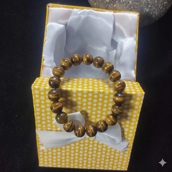 Tiger Eye Bracelet – Free Size Fit for All( 16 Beads ,10mm size) Elastic