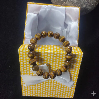 Tiger Eye Bracelet – Free Size Fit for All( 16 Beads ,10mm size) Elastic
