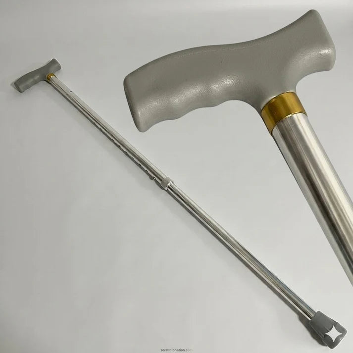 Premium Adjustable Aluminium Walking Stick – Elegant Silver Color