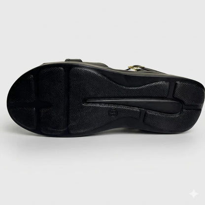 Ibex Exclusive, Ladies Hand made , Soft , Lightweight & Flat, Leather Sandals, Black Color