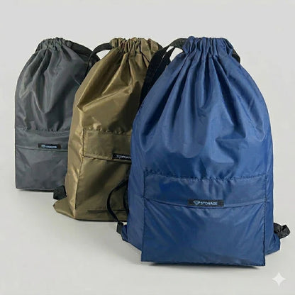 Pack of Three Drawstring Bags – , Waterproof, All-Purpose for Hajj Umrah College/Uni , Gym & Daily Use ( Navy Blue+ Olive Green + Grey)