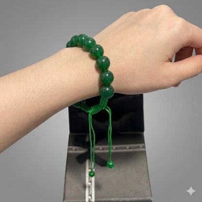 Green Aqeeq Stone Bracelet –- Free Size Fit for All( 16 Beads ,10mm size)
