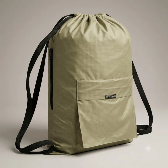 Single, Drawstring Bag – , Waterproof, All-Purpose for Hajj Umrah College/Uni , Gym & Daily Use (Khaki)