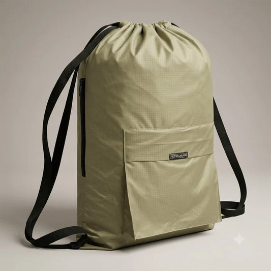 Single, Drawstring Bag – , Waterproof, All-Purpose for Hajj Umrah College/Uni , Gym & Daily Use (Khaki)