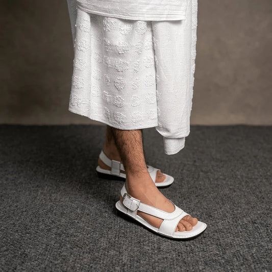 Hajj & Umrah Special Slippers, for Men (Handmade, Anti slip, All Day Comfort) White Color