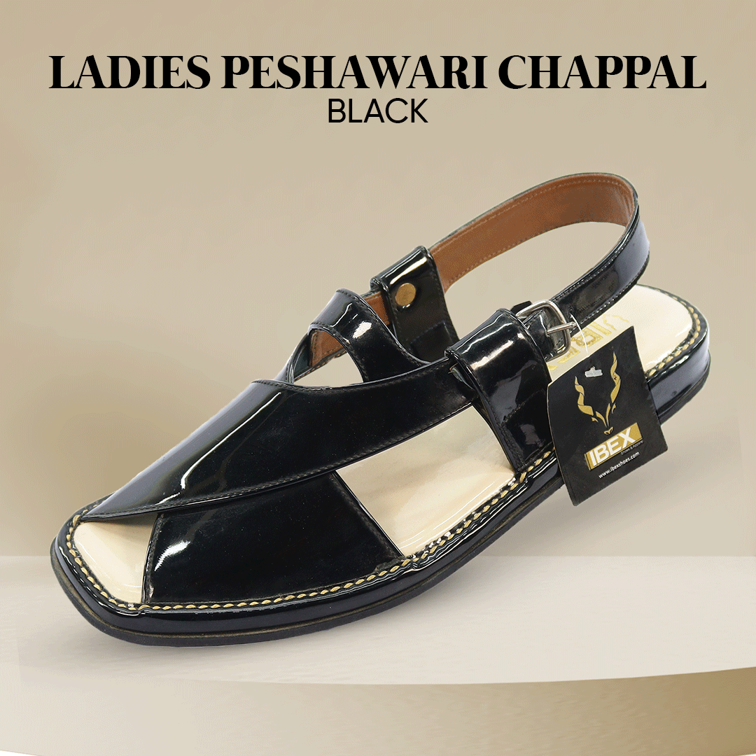 Ladies Peshawari Chappal Black.