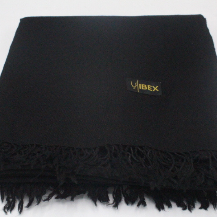 Handmade Swati Woolen Shawl with Designer Plain Black color